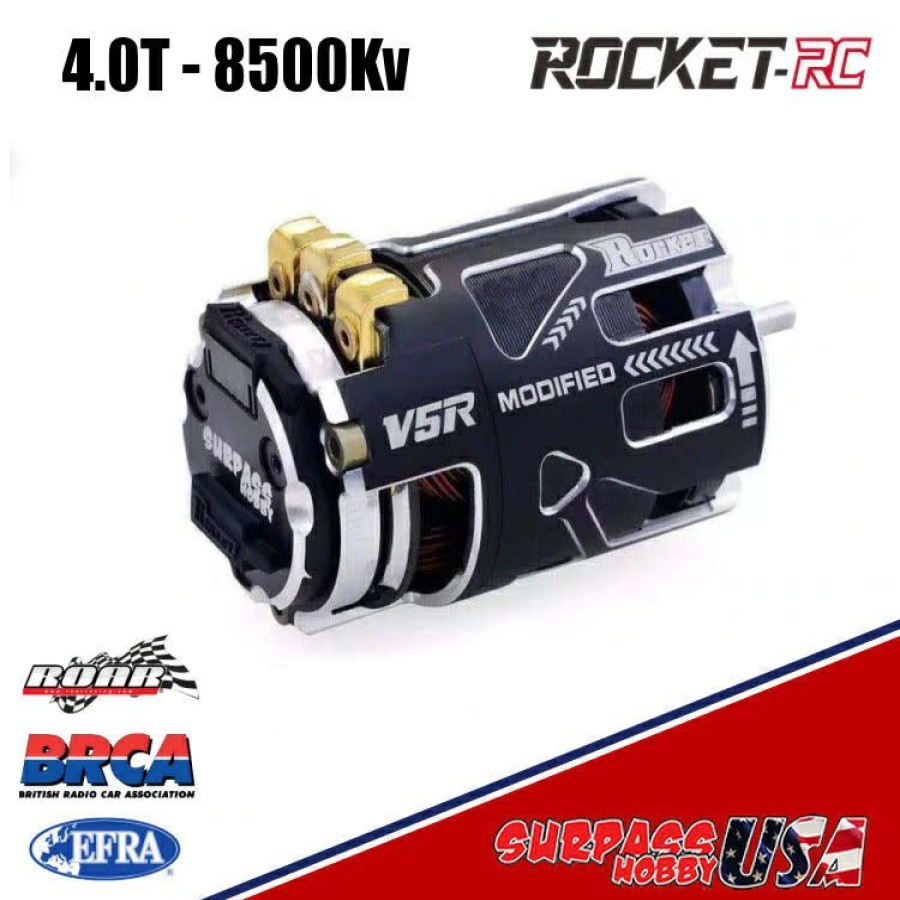 Motors & Accessories * | Flash Sale V5R-4.0 Rocket V5R Modified 4.0T 8500Kv Sensored Brushless Motor Silver/Black (Surpass Hobby Usa)