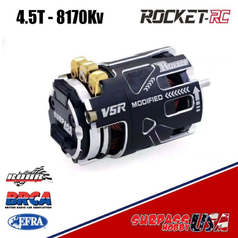 Motors & Accessories * | Best Sellers V5R-4.5 Rocket V5R Modified 4.5T 8170Kv Sensored Brushless Motor Silver/Black (Surpass Hobby Usa)