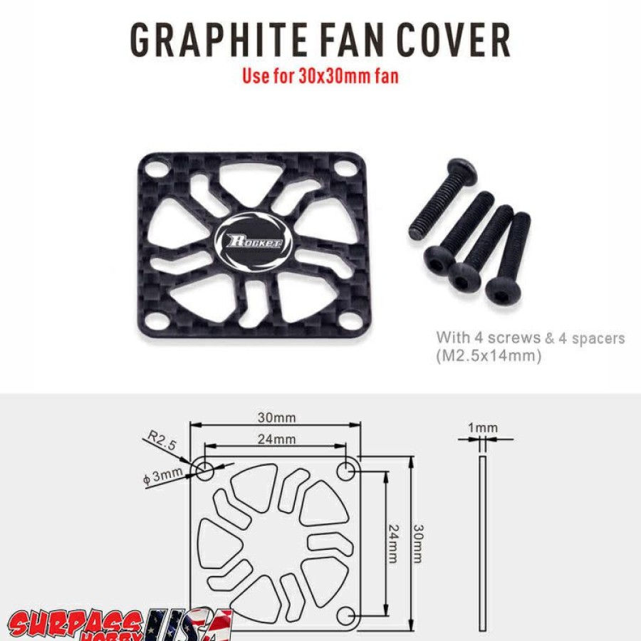 Cooling/Heatsink Fans * | Special Sp-360003-24 Rocket 30Mm Graphite Fan Cover For Aluminum Fans (Surpass Hobby Usa)