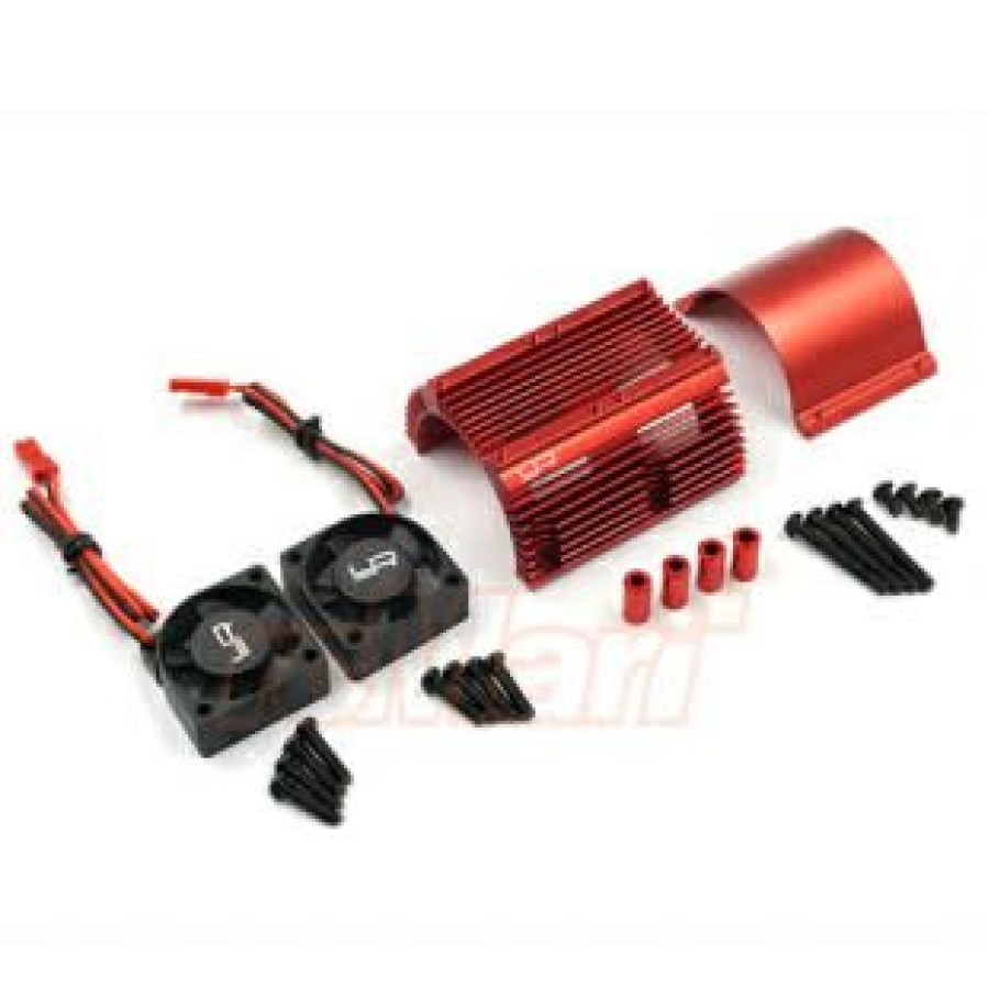 Cooling/Heatsink Fans * | Outlet Sale Yea-Ya-0261Rd Red 1/8 Twin Fan Aluminum Heat Sink W/2 30Mm Fans (Red) (Yeah Racing)