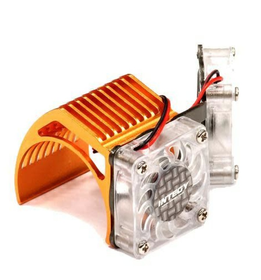 Cooling/Heatsink Fans * | Reliable Quality 2961Orange Orange Twin Motor Cooling Fan + Heatsink 540/550 (Integy)