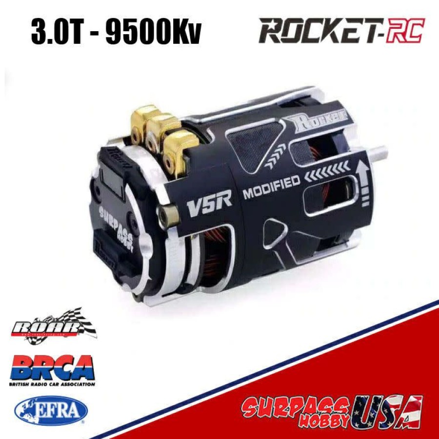 Motors & Accessories * | Best Sellers V5R-3.0 Rocket V5R Modified 3.0T 9500Kv Sensored Brushless Motor Silver/Black (Surpass Hobby Usa)