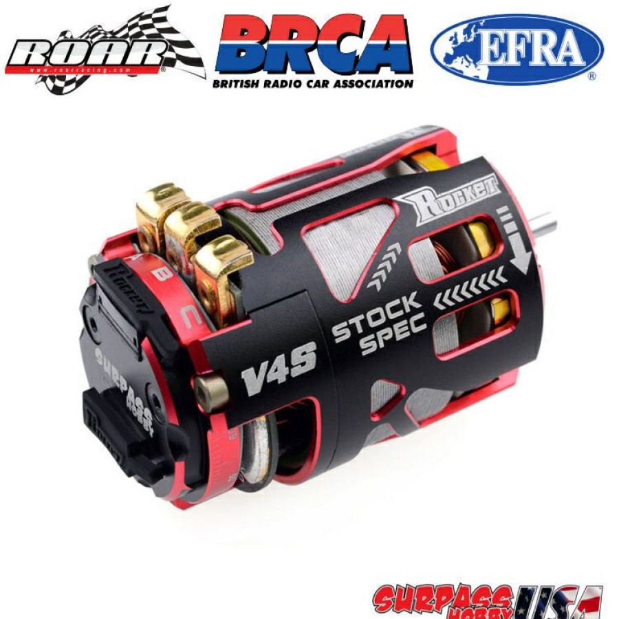 Motors & Accessories * | Quality Guarantee V4S-17.5 Rocket V4S Roar Spec 17.5T Sensored Brushless Motor Red/Blk (Surpass Hobby Usa)